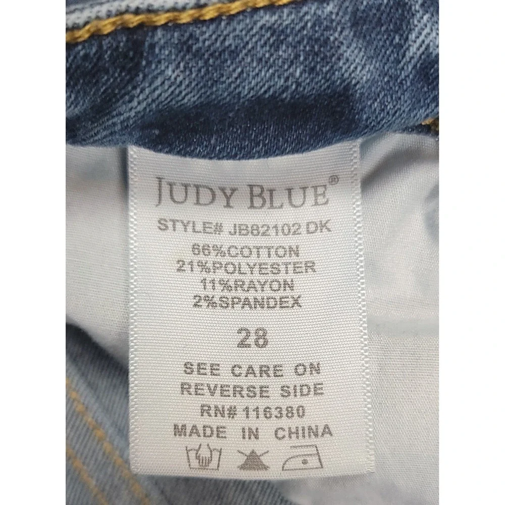 Judy Blue Relaxed Fit Stretch Logo Jeans Women's Blue Denim Sz 28x26 - Picture 6 of 9